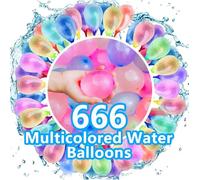 666 Water Balloons Self Sealing, Multi-color Water Balloons for Kids Easy Fill, Great for Pool Outdoor Parties, Beach, Summer Fun, Water Games
