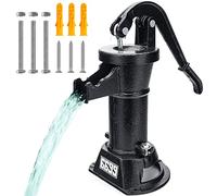6699 Durable Cast Iron Pitcher Pump Antique Manual Hand Shake Suction Well Pump Water Transfer Pump 25ft Maximum Lift Easy Installation for Outdoor Garden Pond Backyards SWP 300 Black
