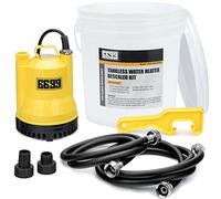 6699 Tankless Heater Descaling Flush Kit Includes Submersible Water Pump with Adapters 3 Gallons Pail with Bucket Lid Opener and Two 3/4" GHT X 6FT PVC Rubber Black Hoses Easy Installation to Clean
