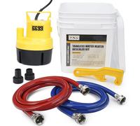 6699 Tankless Water Heater Flushing Kit Includes 1/4HP Submersible Utility Pump with Two Plastic Adapters & 3 Gallons Pail with Bucket Lid Opener & Two 1/2” X 6’ PVC Hoses with Washers Easy to Clean