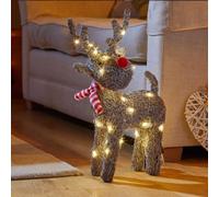 66cm Battery Operated Rattan Woven Cupid Reindeer with Warm White LEDs Samuel Alexander Grey One Size