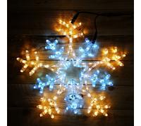 66cm Christmas Flashing Cool and Warm White Multi Function Snowflake Rope Light 216 LED lights Outdoor and Indoor
