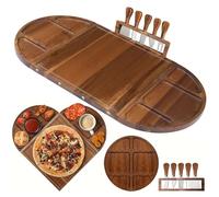 66cm x 33cm Large Acacia Wood Charcuterie Board Set with 5-Piece Cheese Knives & 3-Section Magnetic Serving Tray - Perfect for Bridal Showers, Housewarmings & Wedding Gifts