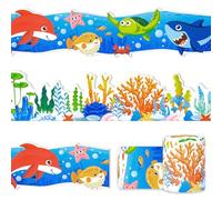 66ft 2 Rolls Under The Sea Bulletin Board Borders Ocean Animal Creatures Theme Print Border Trim for School Classroom Blackboard Chalkboard Sea Animals Fish Marine Plants Themed Decoration Wall Decor