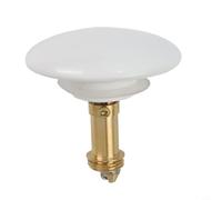 66mm Brass Pop-Up Sink Drain Stopper with Push Button Actuation for Standard Bathroom Basin Drain Fittings (White)