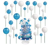 66pcs Balloon Cake Topper Glitter Foam Ball Cake Toppers Cupcake Toppers