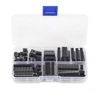 66PCS DIP IC Socket Kit 2.54mm Pitch For Breadboard and PCB Adaptors in Multiple Pin Sizes from 6 to 28 Pins for Electronic Projects