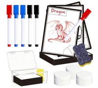 66Pcs Dry Erase Tokens Cards Reusable Double-Sided DIY Cards 30 Blank Token Cards with 30 Plastic Counters and 5 Markers and 1 Eraser in Box
