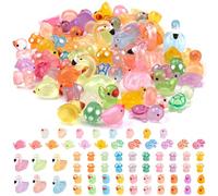 66pcs Luminous Glowing Resin Animal, 6 Styles Miniature Mini Tiny Small Resin Animal Bulk, Duck Turtle Mushroom Flamingo, Micro Landscape Decoration Accessories Decor for Aquarium Dollhouse Garden