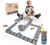 66PCS Magnetic Tiles Road Set for Kids - Educational Building Toys with Mini Tiles, 40 Tracks/Junctions, Road Signs & Traffic Lights Safe Ages 3+
