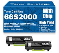 66S2000 Black Compatible Toner Cartridges High Yield for Lexmark MS531dw MS631dw MS632dwe MX532adwe MX632adwe Printers with chip,66S2000-2PC