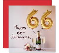 66th Anniversary Card for Women Men - Balloons & Bottle of Bubbly - Happy 66 Year Anniversary Card for Partner Husband Companion Wife, 145mm Wedding Anniversaries Greeting Cards