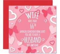 66th Anniversary Card For Women - Annual Reminder - Happy 66 Year Anniversary Card For Wife, 145mm Wedding Anniversaries Greeting Cards