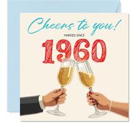66th Anniversary Card for Women Men - Cheers! Married Since 1960 - Happy 66 Year Anniversary Card for Companion Partner Husband Wife, 145mm Wedding Anniversaries Greeting Cards