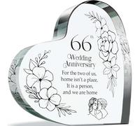 66th Anniversary Plague Gifts for Husband Wife - Home is a Person - Happy 66th Wedding Anniversary Present for Partner, 100mm x 100mm Acrylic Heart Keepsake for Sixty-Sixth Anniversaries