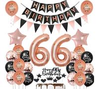 66th birthday balloons woman birthday decoration black rose gold balloon 66th birthday balloon decoration 66th birthday balloons, cake topper 66 years woman birthday decoration rose gold