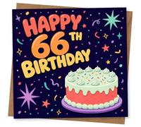 66th Birthday Card for Her, Bright Confetti Cake Design | Eye-catching greeting card; Bright Confetti Cake artwork for her on a 66th birthday with a warm, memorable feel