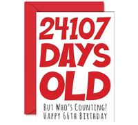 66th Birthday Card for Men Women Him Her - 24107 Days Old - Funny Adult Happy Birthday Card for Brother Sister Nan Grandad Mum Dad, A5 Humour Joke Greeting Cards