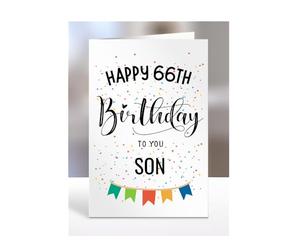 66th birthday card for son, gifts for boy, boys, him, male, presents for men, from mum, dad, mummy, daddy, step, bonus, 66 years old, Happy to you, A5-163c_66