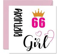 66th Birthday Card for Women - Birthday Girl - Cards for 66 Year Old Woman Grandma Nanny Step Mum Auntie Sister, 145mm Bday Greeting Cards Gift