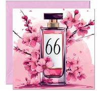 66th Birthday Card for women - Cherry Blossom Perfume Age - Elegant Classy Birthday Card for 66 Year old Woman Mum Aunt Ladies Nan Friend Sister Grandma Sixty Six, Sixty Sixth Nanny