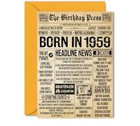 66th Birthday Card for Women Men - Bday Press Newspaper 1959 - Happy 66 Birthday Cards for Grandma Nan Cousin Husband Dad Auntie, 5x7 Inch Bday Greeting Cards