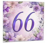 66th Birthday Card for Women - Purple Floral 66th Birthday Cards for 66 year old woman Sixty Six, Sixty Sixth Ladies Grandma Nan Aunt Mum Sister Mom Friend