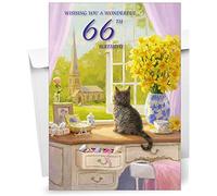 66th Birthday Card - Spring Day - Medium Sized Card (A5 Size -148mm x 210mm) with Envelope