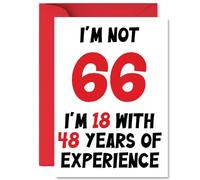 66th Birthday Cards for Men Women - Not 66 Im 18 With 48 Years Experience - Happy Birthday Card for 66 Year Old Man Woman Sister Brother Nanny Cousin, A5 Bday Greeting Cards