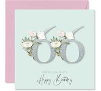 66th Birthday Cards for Women - Fancy Floral Flowers - Happy Birthday Card for 66 Year Old Woman Sister Cousin Wife Grandma, 145mm Bday Greeting Cards