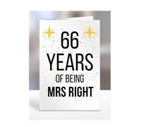 66th Wedding Anniversary Card, of being Mrs Right, Gifts for Wife, Girlfriend, Fiancee, Couple, Ideas, Women, Her, Female, Presents for Christmas, 66 years, A5-176a_67