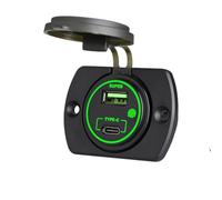 66W Car Power Socket with USB C PD3.0, With switchh GREEN | Car Power Socket, Cap Power Socket for Road Trips and Camping, 66W USB PD3.0 Fast Charging for Vehicles and Campers