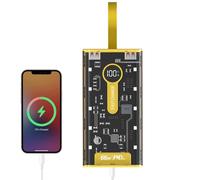 66W Super Fast Charging powers Bank - 20000mAh Large Capacity Portable Charger, Transparent Design, LED Night Lamp | Cool Style PD20W QC3.0 Battery Pack for Travel, Camping, Daily Use