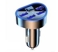 66W Super Fast USB Car Charger with PD and .0, 5 Port Multi Device Adapter with LED Voltage Display, Compatible with For Samsung A73 A53 A33 A23 A13 and 12V-24V（normal fast)