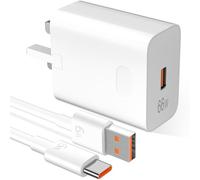 66W USB Plug Fast Charge Power Adapter for Honor 400 600 Lite 200 Smart,Wall Charger UK Fast Charging w/ 6A USB C Cable 1M for Honor X6c X6b X5c Plus X7c X8d X9c X9d for Magic6 7 Lite V5 V3 Pad X9a 10