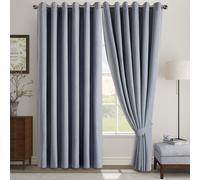(66x54inch, Grey) 100% Blackout Linen Curtains 185GSM Triple Layer Technology