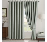 (66x54inch, Sage Green) 100% Blackout Linen Curtains 185GSM Triple Layer Technology