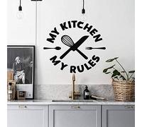 66x57cm My Kitchen My Rules Removable Decal Knife and Fork PVC Material Vinyl Wallpaper Art Wall Stickers Wateproof Mural Home Deco