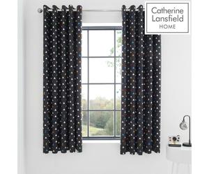 (66x72" Curtains) Catherine Lansfield Sleep Glow In The Dark Bedding