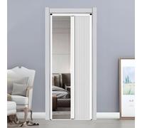 66x74 Pleated Folding Retractable Screen Door - Heavy-Duty Aluminum, Low Track Design for Doorways & RV Interiors, Ideal for Bedrooms & Closets - White