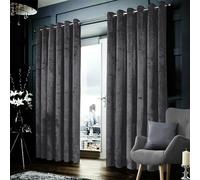 (66''x90'' (167cmx228cm), Charcoal (IMP)) Blackout Crushed Velvet Curtains Eyelet Ring Top