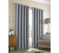 Sundour Amberley Eyelet Ring Top Curtains Grey 66x90