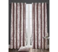 Kampala Hill Crushed Velvet Eyelet Ring Top Light Filtering Curtains Blush Pink 66x90