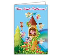 67-1077-A Little Girl Child Vive Card - Tinker Bell and Friends Castle Magic Fairy - with White Envelope - 12 x 17.5 cm - White Interior for Writing