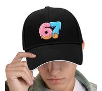 67 Baseball Cap Kids, Funny 67 Meme Cream Drip Hat, Six Seven Number Stylish All Black Cap for Boys Teens Girls Adults