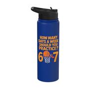 67 Basketball Meme Kids How Many Days Practice Routine Humor Stainless Steel Insulated Water Bottle
