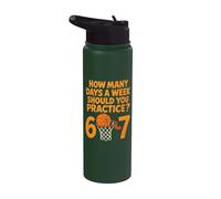 67 Basketball Meme Kids How Many Days Practice Routine Humor Stainless Steel Insulated Water Bottle