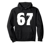 67 Bigfoot Style Number Bold Cryptid Graphic Minimal Design Pullover Hoodie