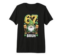 67 Bruh Gnome Coin St. Patrick's Day 67 Leprechaun Gnome Premium T-Shirt
