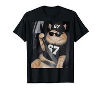 67 Cat Wearing Sunglasses Gen Alpha Funny Six Seven 6 7 Meme T-Shirt